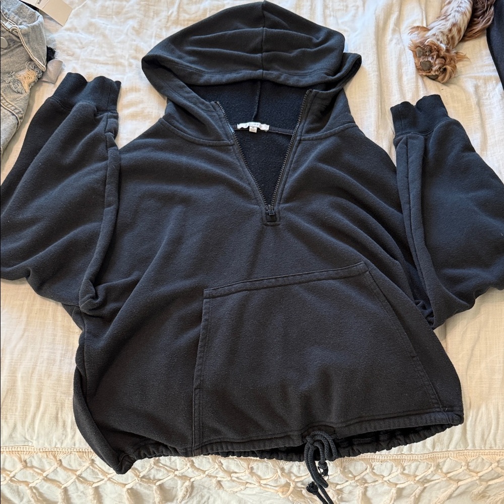 Z Supply Black Hooded Pullover with Front Pocket